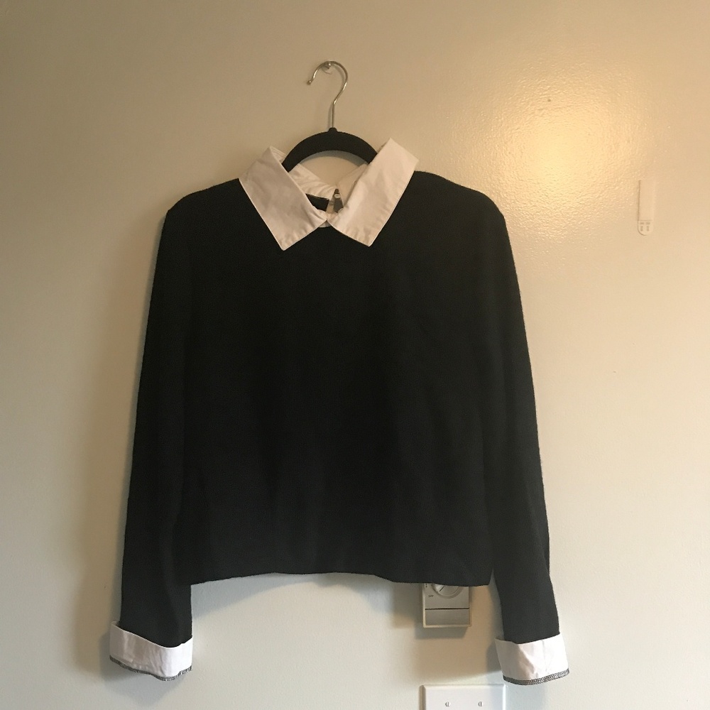 Oxford-style Crop Sweater